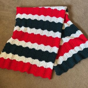 Red, White, and Green Chevron Knit Afghan